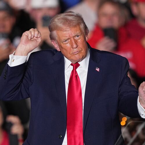 President Donald Trump dances to music after speaking at the Mount Airy Casino Resort in Mount Pocono, Pa., Tuesday, Dec. 9, 2025. (Matt Rourke/AP)