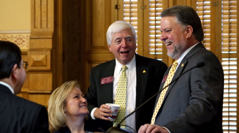 State Rep. Terry England, right, is chairman of the Georgia House Appropriations Committee, which will begin work Tuesday on Gov. Brian Kemp's $30.2 billion budget proposal. (PHOTO by BOB ANDRES / BANDRES@AJC.COM)