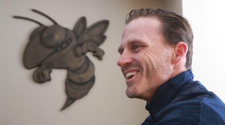 Tech cornerbacks coach Jeff Popovich takes questions during a media session at Bobby Dodd Stadium on Thursday, Jan. 10, 2019, in Atlanta. Curtis Compton/ccompton@ajc.com
