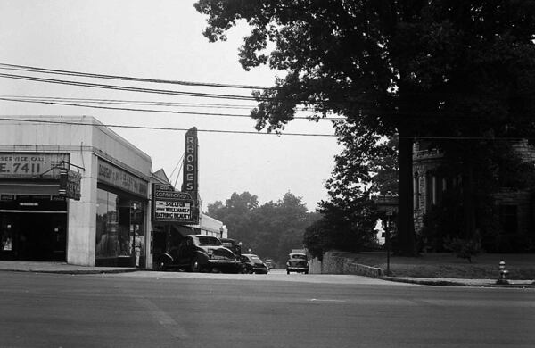 The Rhodes Theatre likely opened around 1937, when the Rhodes Center shopping district opened around and across from historic Rhodes Hall in Midtown. This photo is from 1944. (Lane Brothers / LBGPNS10-007q GSU Special Collections) 