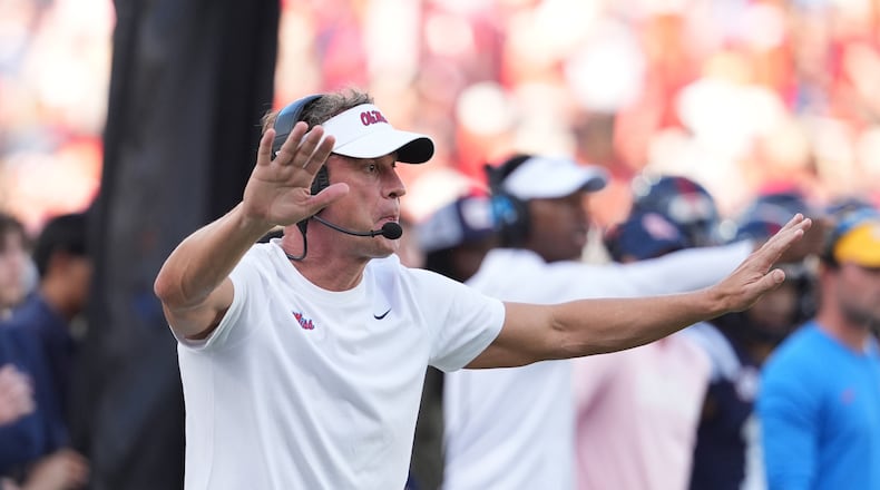 Mississippi head coach Lane Kiffin took the head coaching job at LSU and other SEC vacancies were filled as well on Sunday. (Rogelio V. Solis/AP)