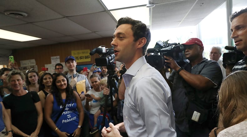 Democratic candidate Jon Ossoff visits his Chamblee campaign office to thank volunteers and supporters as he runs for Georgia's 6th Congressional District on June 19, 2017. (Photo by Joe Raedle/Getty Images)