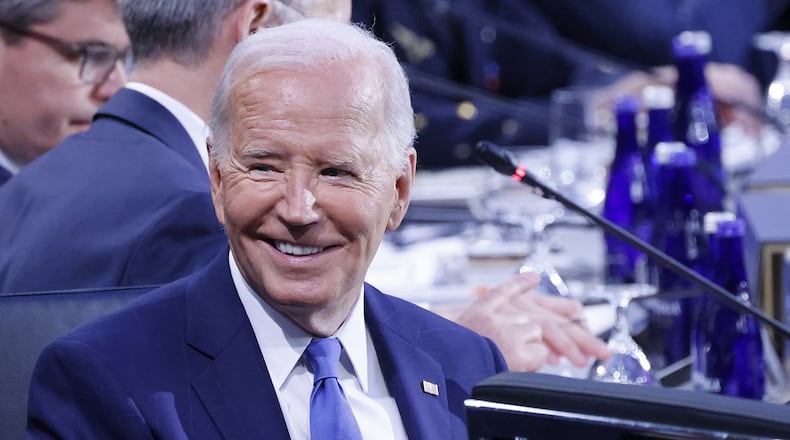 When President Joe Biden speaks Monday night at the Democratic National Convention in Chicago, Democratic National Committee Chair Jaime Harrison said "it is going to blow the roof off of the United Center." (Ludovic Marin/AFP via Getty Images/TNS)