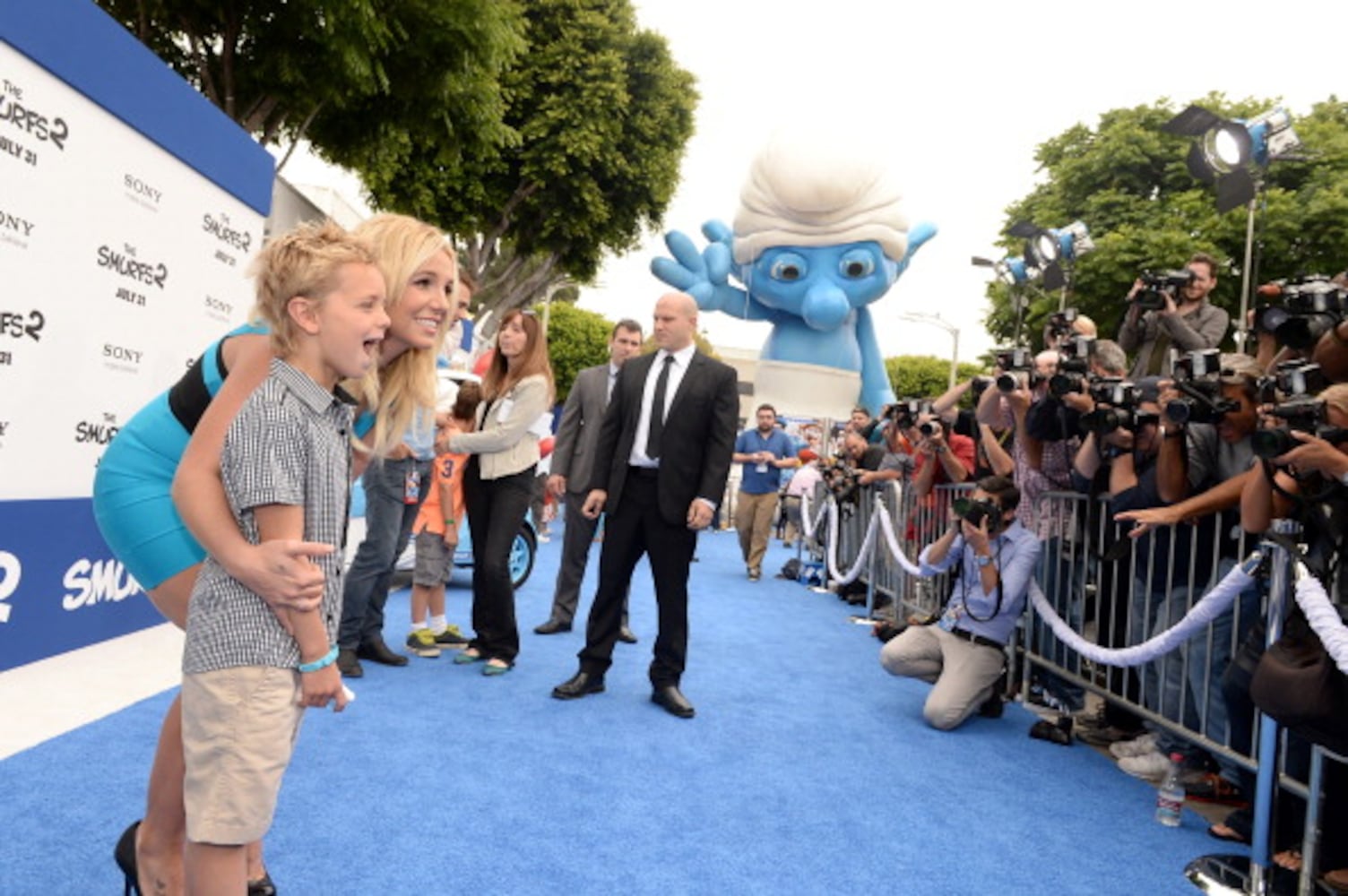 Britney Spears & Sons at Smurfs 2 Premiere