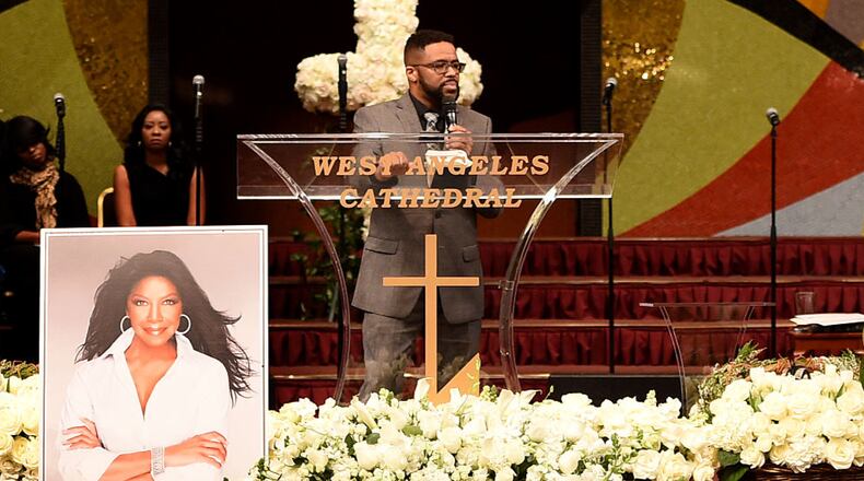 Robert Yancy speaks at a Celebration Of Natalie Cole's Life at the West Angeles Church of God in Christ on January 11, 2016 in Los Angeles, California. (Photo by Larry Busacca/Getty Images)