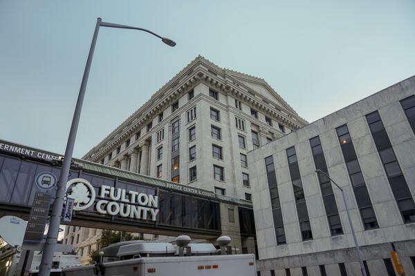 The Fulton County Courthouse in Atlanta on Aug. 15, 2023. (Amir Hamja/The New York Times)
                      