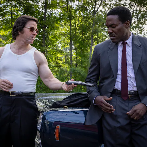 Mark Wahlberg and Yahya Abdul-Mateen II in the 1966 period-piece thriller "By Any Means," shot in metro Atlanta. This particular scene was shot not far from Emory University. (Courtesy of Paramount Pictures)
