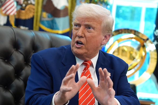 President Donald Trump speaks during a news conference with Elon Musk in the Oval Office of the White House, Friday, May 30, 2025, in Washington. (AP Photo/Evan Vucci)