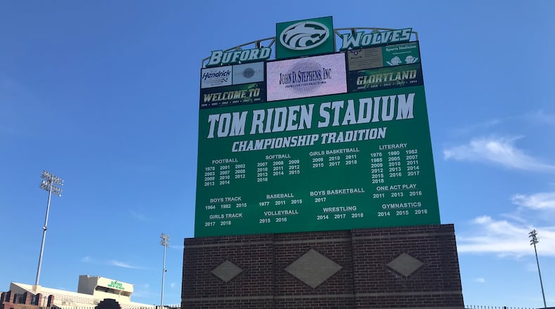 Buford High School's Tom Riden Stadium. TYLER ESTEP / TYLER.ESTEP@AJC.COM