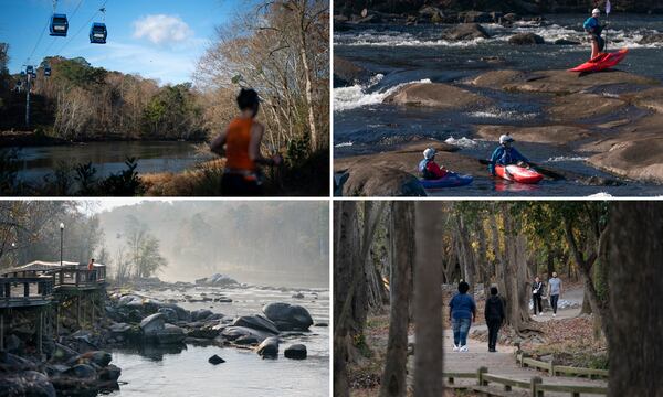 Columbia Riverwalk, part of the Three Rivers Greenway, has a paved path that hugs the Congaree and Saluda Rivers. (Sean Rayford for the AJC)