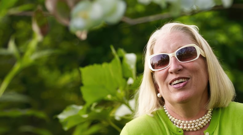 Art patron and art collector Mary Stanley in her garden.