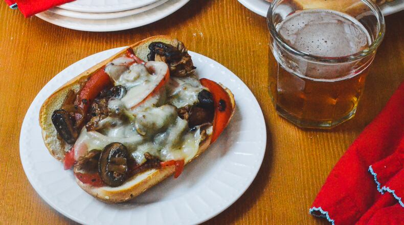 Steak and Mushroom Cheesesteak Sandwiches make a quick, easy and filling supper.
(Virginia Willis for The Atlanta Journal-Constitution)