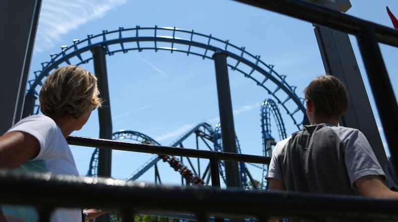 June 8, 2016 Atlanta: Six Flags opened a new ride Thursday called Blue Hawk, formerly known as Ninja. The coaster has a few improvements including a smoother ride and more secure seating giving the visitors a more comfortable experience. The first ride was reserved for active members of the military and their family, and was later open to the public for the remainder of the day. EMILY JENKINS/ EJENKINS@AJC.COM