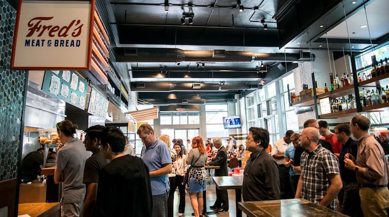 The Canteen “mini food hall” at Tech Square in Midtown includes Fred’s Meat & Bread, Yalla, TGM Bagel and Square Bar. CONTRIBUTED BY MIA YAKEL