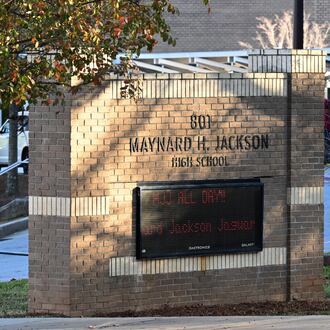 Photo shows Maynard Jackson High School, located near I-20 in Atlanta. Reports say some members of its marching band were subjected to racist language during a football game against Jefferson High last Friday. (Hyosub Shin/AJC File)