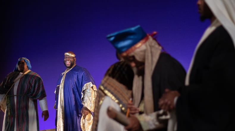 Zebulon Ellis as King Herod at a tech rehearsal for the new musical "Mother of God."