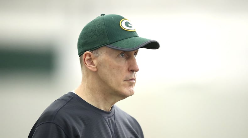 Offensive coordinator Joe Philbin watches Green Bay Packers rookie camp Friday, May 4, 2018, at the Don Hutson Center. He was named the interim head coach on Monday to replace the fired Mike McCarthy.