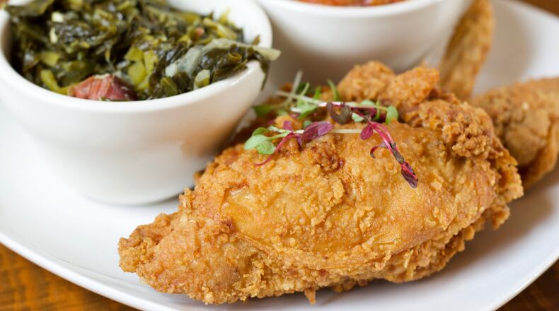 At Old Lady Gang in Castleberry Hill, Aunt Bertha’s Fried Chicken headlines the menu. CONTRIBUTED BY HENRI HOLLIS