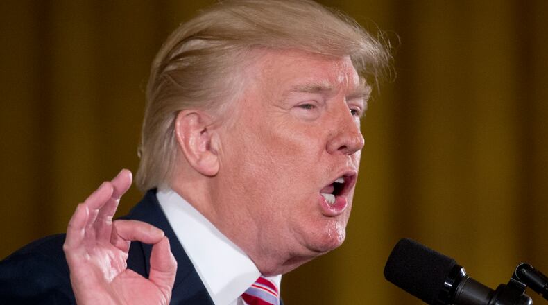 In this June 5, 2017, photo, President Donald Trump speaks in the East Room at the White House in Washington. You’ve probably heard all about what’s happening in Washington. This is a story about what isn’t. The rapid-fire revelations about the Trump campaign and its Russia connections that are heating up this city are having a chilling effect in plenty of other ways. There are bills that have been pushed to the back burner. Diplomatic initiatives that aren’t fully initiating. Interest groups that can’t stir up much interest. Appointees that haven’t been appointed. ((AP Photo/Carolyn Kaster)