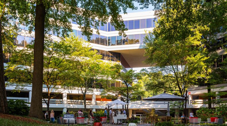 Tiny Doors ATL installs two new tiny doors at the Piedmont Center, the sprawling office complex off Piedmont Road. (Courtesy of Piedmont Center)