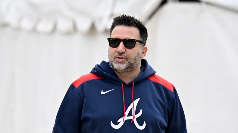 Atlanta Braves general manager Alex Anthopoulos is seen during spring training workouts at CoolToday Park, Friday, February 14, 2025, North Port, Florida. (Hyosub Shin / AJC)