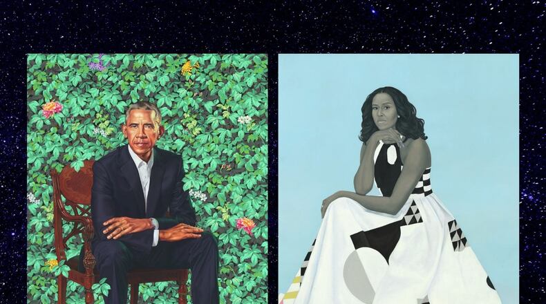 The National Portrait Gallery’s official portraits of President Barack Obama by Kehinde Wiley and First Lady Michelle Obama by Amy Sherald will be on exhibit at the High Museum of Art. Courtesy of the National Portrait Gallery, Smithsonian Institution. © 2018 Kehinde Wiley © 2018 Amy Sherald