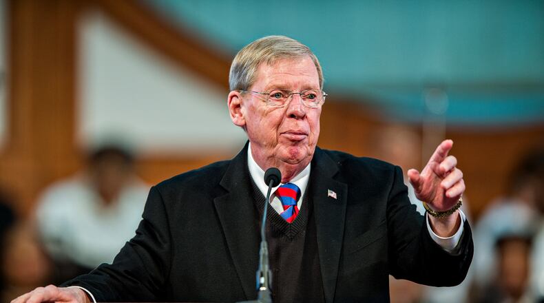 Sen. Johnny Isakson speaks during the 48th Martin Luther King Jr. Annual Commemorative Service at Ebenezer Baptist Church in Atlanta on Monday, January 18, 2016. The five-hour service featured numerous speakers and performances all in memory of Dr. King. JONATHAN PHILLIPS / SPECIAL