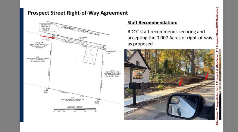 Roswell recently accepted a right-of-way agreement for future sidewalk maintenance at 111 Prospect Street. COURTESY CITY OF ROSWELL