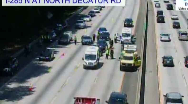 The wreck happened when an officer tried to stop a vehicle involved in a hit-and-run.