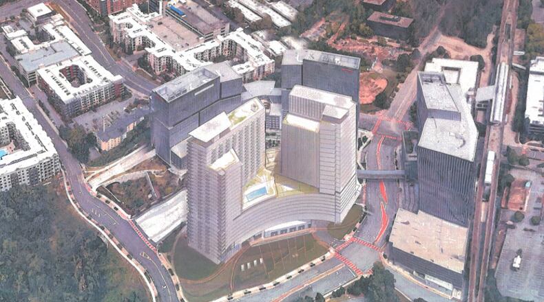 This is a rendering for altered plans for the fourth building within the Park Center development in Dunwoody.