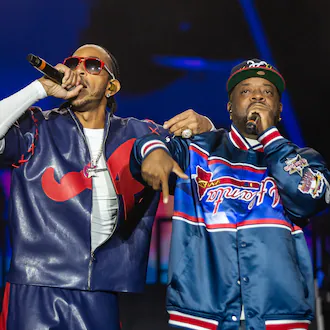 Grammy-award winning rap artist Ludacris (left) and legendary music producer Jermaine Dupri close out One Musicfest at Piedmont Park on October 26, 2025. They are among the dozens, if not hundreds, of household names in the music industry that call Georgia home. (Ryan Fleisher for the AJC 2025)