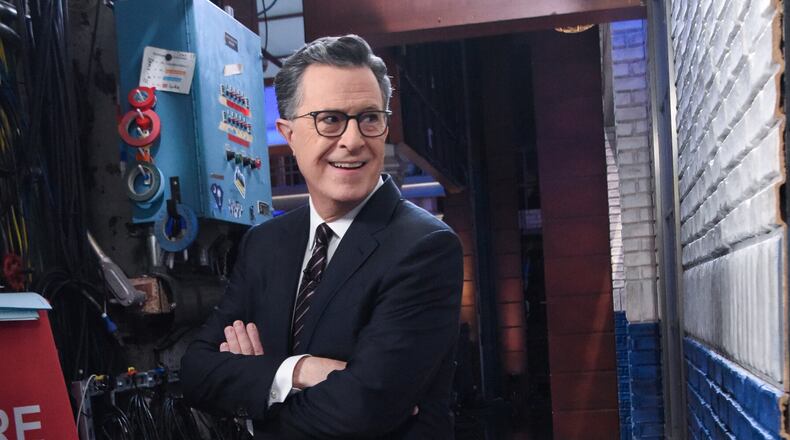 This image released by CBS shows host Stephen Colbert on the set of "The Late Show with Stephen Colbert" in New York on May 18, 2026. (Scott Kowalchyk/CBS via AP)