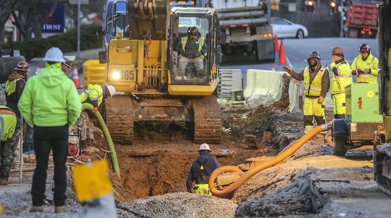 Atlanta Atlanta Department of Watershed Management crews continued working throughout the night and into the day Tuesday, March 5, 2019 after a water main broke at Fairburn Road near the intersection of Cascade Road. Two dozen Fulton County schools were under a boil-water order because of the break. Fulton County Schools said that the district was notified Tuesday about the problem by the Atlanta Department of Watershed Management. The 30-inch water main sent water spewing into the air and into a nearby parking lot on Monday. Hundreds of thousands of people were under a boil water advisory. A construction worker told Channel 2 they were doing some work in the area when “something went wrong.” The water from the break flooded the parking lot and sent water into nearby businesses. The water rose high enough in the parking lot that it reached the headlights of some of the cars parked in the lot. Atlanta Watershed Management has issued a boil-water advisory for Chattahoochee Hills, the city of South Fulton, Union City, Fairburn and Hapeville because of the main break. City of Atlanta Department of Watershed Management said Tuesday that due to the repairs currently underway, water service is impacted at Fairburn Road near the intersection of Cascade Road, including areas west of I-285 south of Cascade Road SW. Fairburn Road is closed to traffic between Cascade Road and Utoy Springs Road SW. JOHN SPINK/JSPINK@AJC.COM