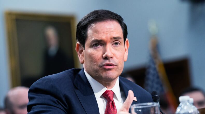 Secretary of State Marco Rubio testifies before the House Appropriations Committee, Tuesday, June 2, 2026 in Washington. (AP Photo/Allison Robbert)