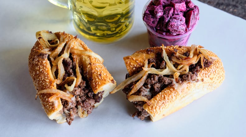 The Manna sub at the Best Sandwich Shop features seasoned ground beef, Swiss cheese, fried onions and comeback sauce. Courtesy of Brandon Amato