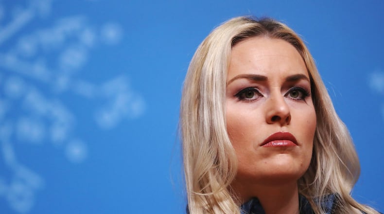 PYEONGCHANG-GUN, SOUTH KOREA - FEBRUARY 25:  Alpine skier Lindsey Vonn of the United States attends a closing press conference for Team USA on day sixteen of the 2018 PyeongChang Winter Olympic Games on February 25, 2018 in Pyeongchang-gun, South Korea.  (Photo by Ker Robertson/Getty Images,)