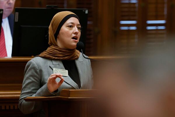 State Rep. Ruwa Romman, D-Duluth, speaks during the fifth day of a special legislative session at the Capitol in Atlanta last month. (Miguel Martinez/AJC)