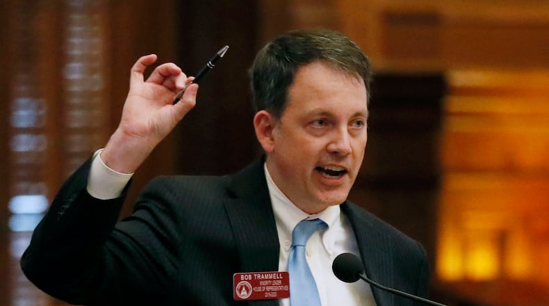 Rep. Robert Trammell, D - Luthersville, minority leader, speaks on the House floor in 2019. Bob Andres / bandres@ajc.com