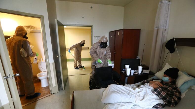 Several thousand members of the Georgia National Guard have disinfected nursing homes in response to the coronavirus pandemic. Troops have also helped out at hospitals and food banks. So far, 323 of them have tested positive for COVID-19, the disease caused by the virus, Across the nation, more than 3,000 members of the National Guard have been diagnosed with the disease. Curtis Compton ccompton@ajc.com