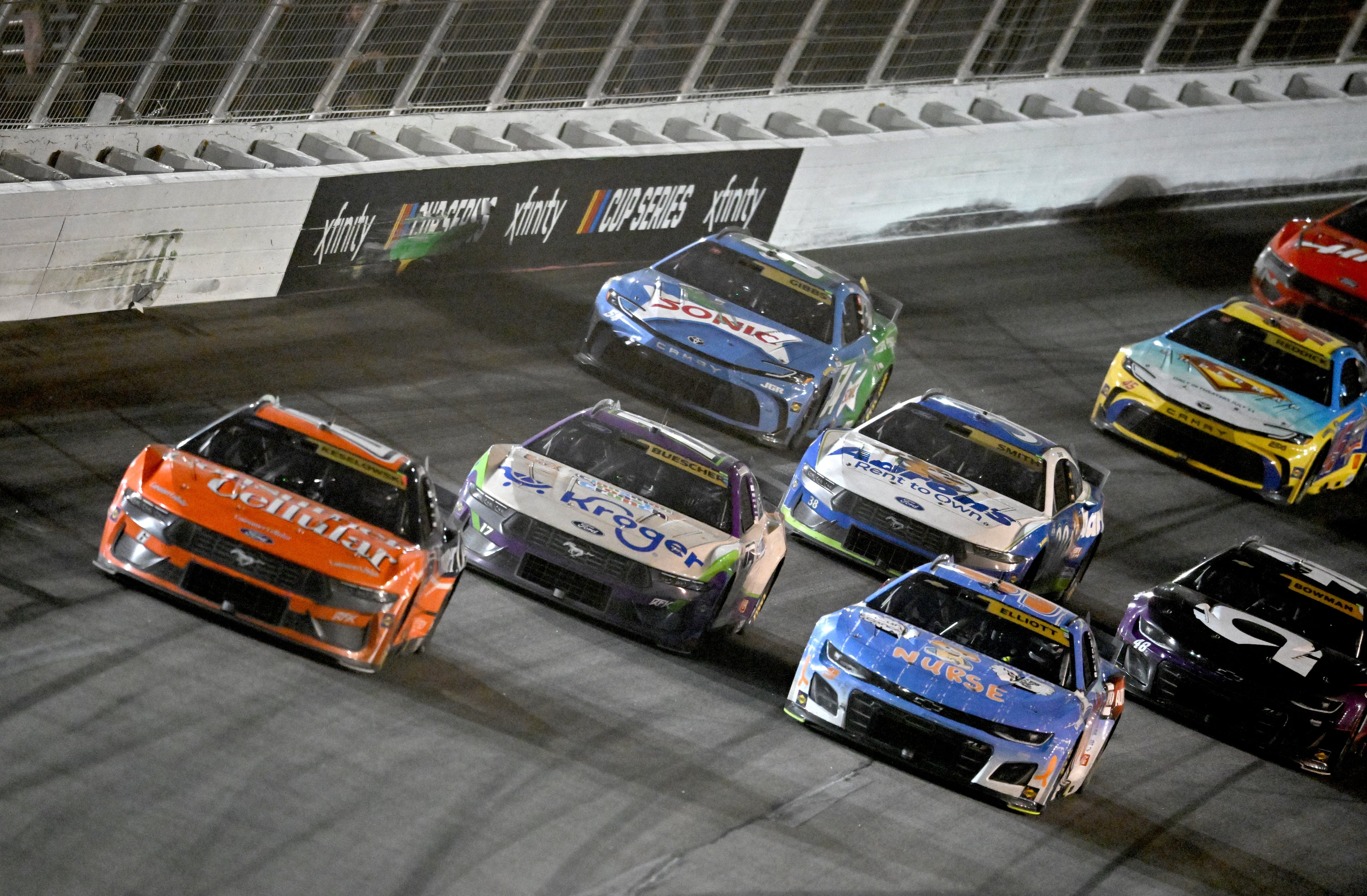 Drivers raced in the Quaker State 400 NASCAR Cup Series at EchoPark Speedway in Hampton in June.