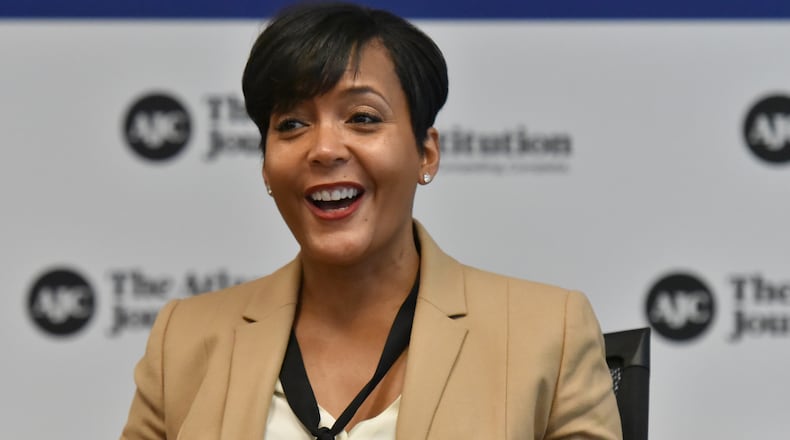 Atlanta Mayor Keisha Lance Bottoms speaks to the Atlanta Journal Constitution editorial board Wednesday, Dec. 19, 2018.