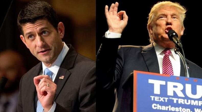 House Speaker Paul Ryan and Donald Trump. AP file.