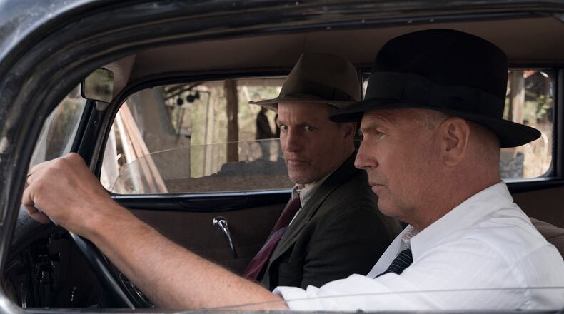 Woody Harrelson, left, and Kevin Costner play the lawmen who hunted down outlaws Bonnie Parker and Clyde Barrow in “The Highwaymen.” Hilary B. Gayle/SMPSP, Netflix