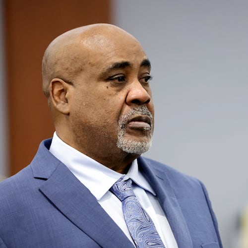 Duane Davis appears in court during opening arguments for his murder trial, related to the 1996 killing of rapper Tupac Shakur, at Clark County District Court Regional Justice Center in Las Vegas, Monday, Aug. 17, 2026. (Steve Marcus/Pool Photo via AP)