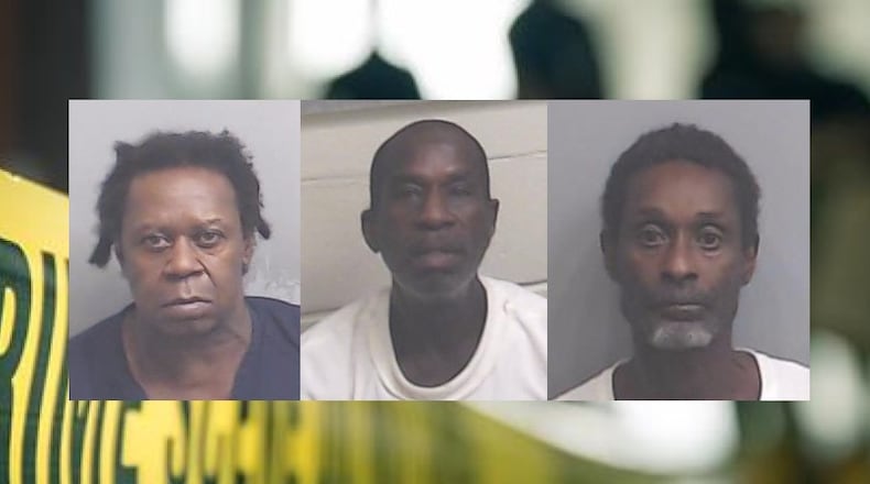 Bobby Yancey (from left), 62, Gerry Yancey, 57, and Gregory Yancey, 55, are each facing a charge of murder. The youngest Yancey is also facing additional weapons charges.