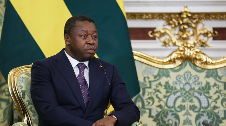 FILE - Togo's President of the Council of Ministers Faure Gnassingbe attends the talks with Russia's President Vladimir Putin at the Kremlin in Moscow, Russia, Wednesday, Nov. 19, 2025. (Ramil Sitdikov/Pool Photo via AP, File)