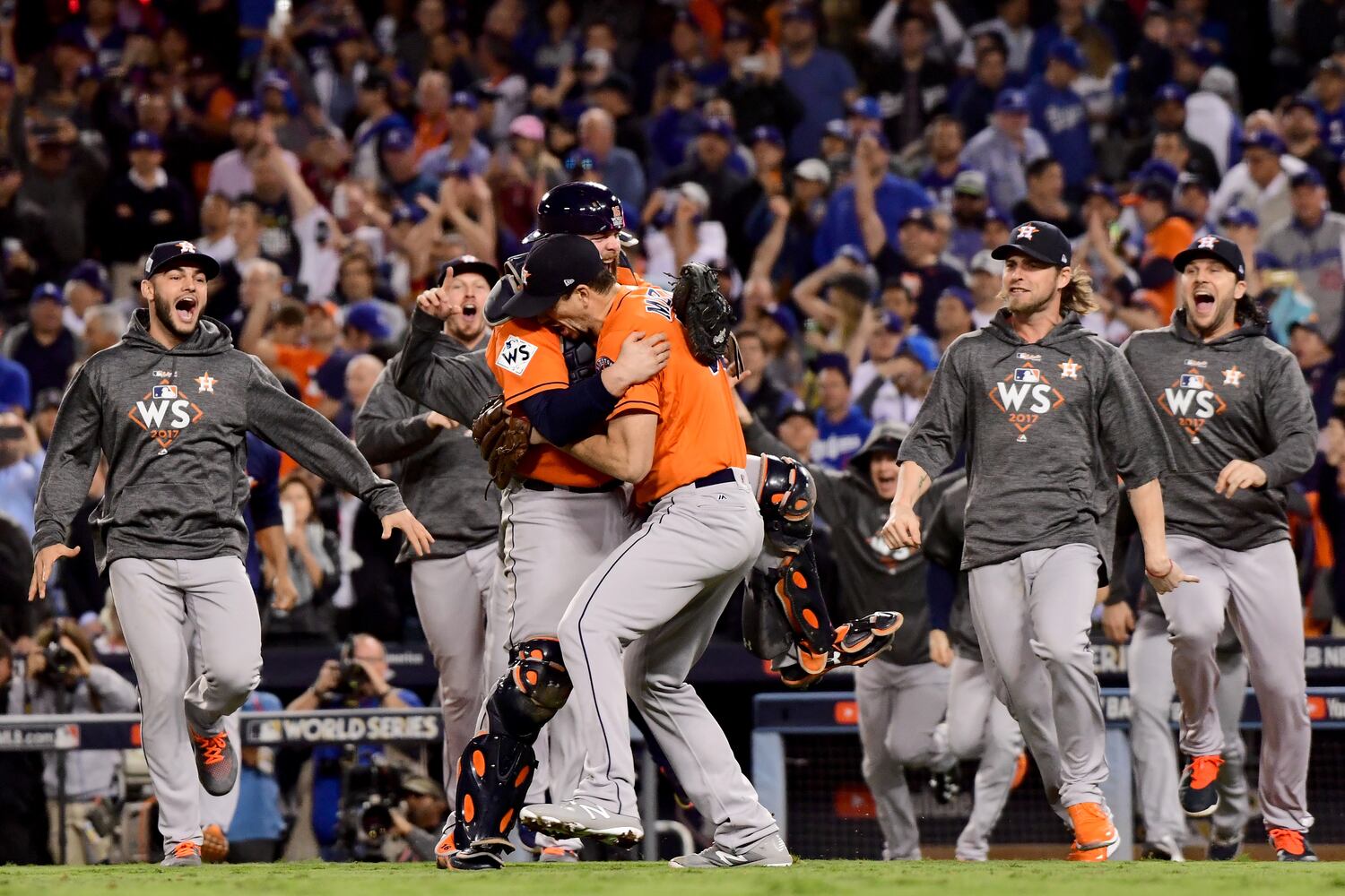 Photos: Ex-Braves McCann, Morton celebrate as Astros win World Series