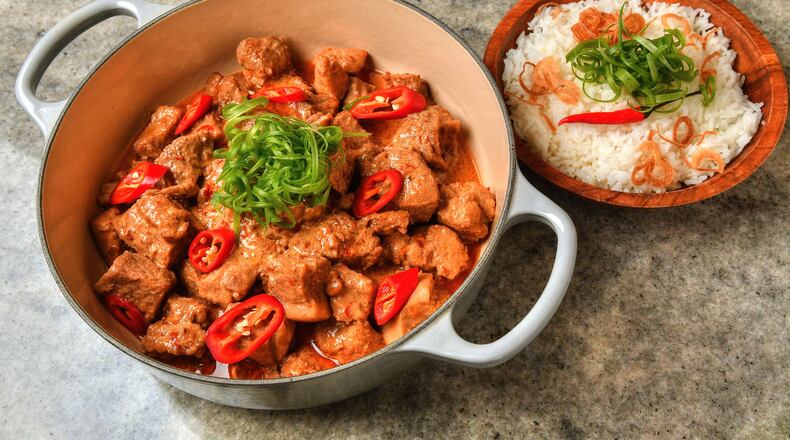 Sinilihan , more widely known as Bicol Express. It's pork stew in coconut milk with chiles.(CONTRIBUTED BY CHRIS HUNT PHOTOGRAPHY)
