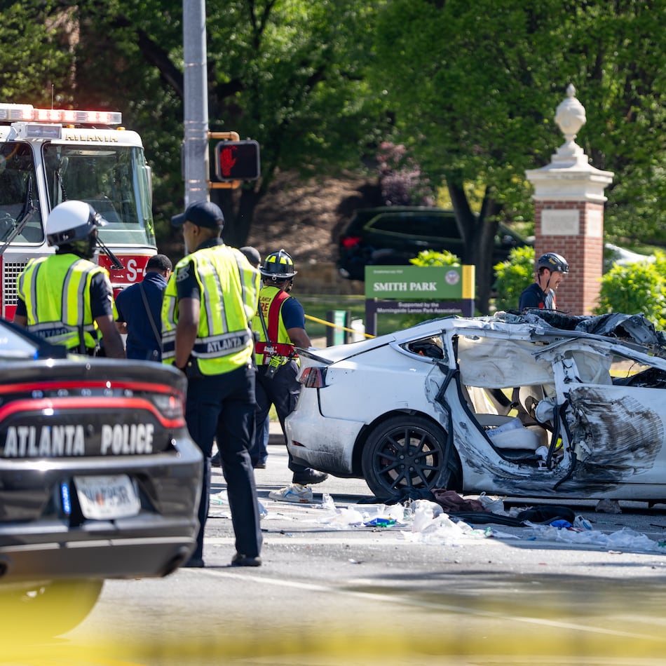 Atlanta firefighters, crash on Piedmont Avenue at Monroe Drive