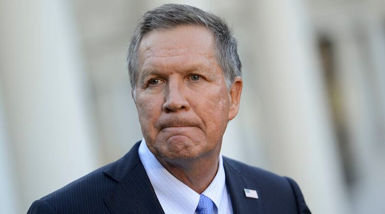 Ohio Governor John Kasich is pictured here at the White House last Nov. as President Obama welcomed the 2016 NBA Champions Cleveland Cavaliers.